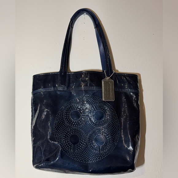 Coach Glossy Navy Tote Bag - Picture 3 of 13